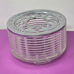 The Silex Company Vintage Candle Coffee Warmer Glass Horizontal Ribs Chrome Lid